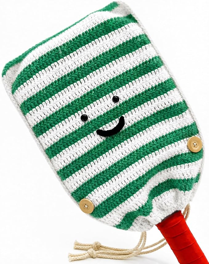 Crochet Pickleball Paddle Cover Gift - Handmade Case for Women&Men - Cute Accessories with Prensent Bag - Ready to Wrap for Players, Friends & Family, Thoughtful Holiday Crochet Set