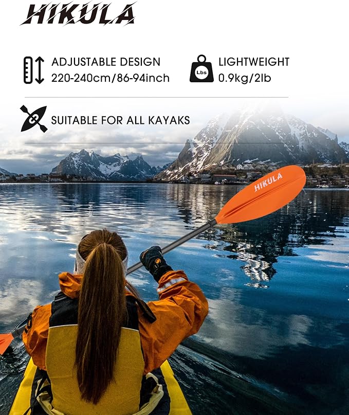 Kayak Paddles Aluminum Shaft Paddle with Nylon Blades, Floating Adjustable Kayaking Oars, 3 Piece, 220-240cm/86-94 Inches,Black/Rose/Teal