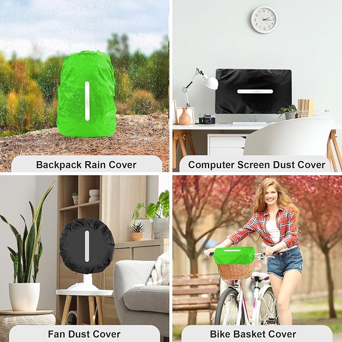 LAMA 2 Pack Waterproof Rain Cover for Backpack, Reflective Rainproof Protector for Anti-Dust and Anti-Theft, S Size (for 18L-25L Backpack), 1 Pcs Green + 1 Pcs Black