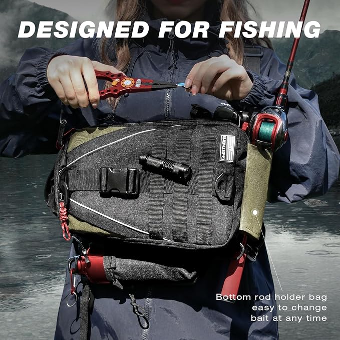 Ghosthorn Fishing Backpack Waterproof Tackle Bag Sling Bag Gift