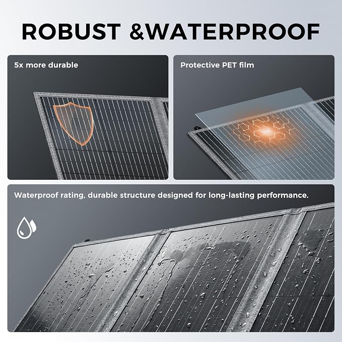 100W Portable Solar Panel for Power Station Generator, 19.8V Foldable Solar Cell with High-Efficiency Battery, IP65 Waterproof, Solar Charger for Outdoor Camping Van RV Emergency Power Supply