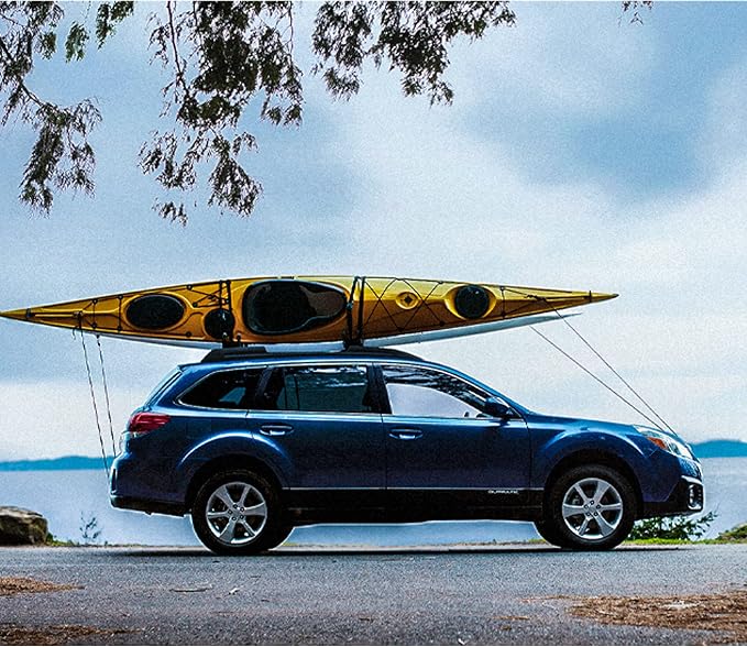 Mind and Action Kayak Tie Down Straps,Quick Hood Loops Trunk Anchor,Canoe Transport Accessories Secure Vehicle Lashing Point (2 Pulley Hooks)