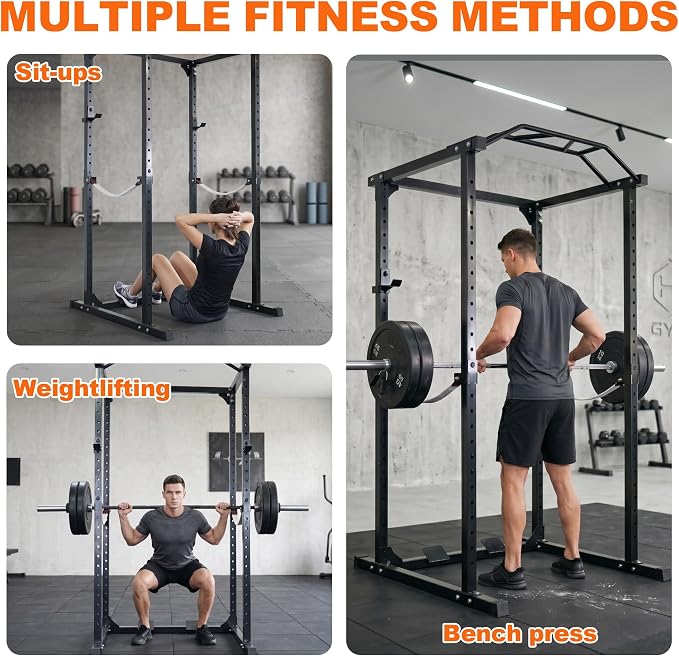 Fitvids Multiple Specifications Power Cage Squat Rack, Includes J-Hooks and Safety Straps, Other Optional Accessories