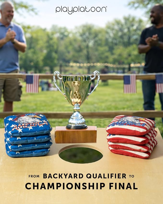 Play Platoon Pro Cornhole Bags Set of 8 - Professional Dual Sided Slick and Sticky Side Competition Corn Hole Bags - Tournament Series
