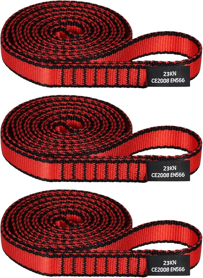 18MM Nylon Climbing Sling Runner - 23KN CE2008/EN566 Certified Outdoor Climbing Webbing for Rock Climbing, Rappelling, Mountaineering, Swing Gear, Outdoor Adventures & Emergency Anchoring