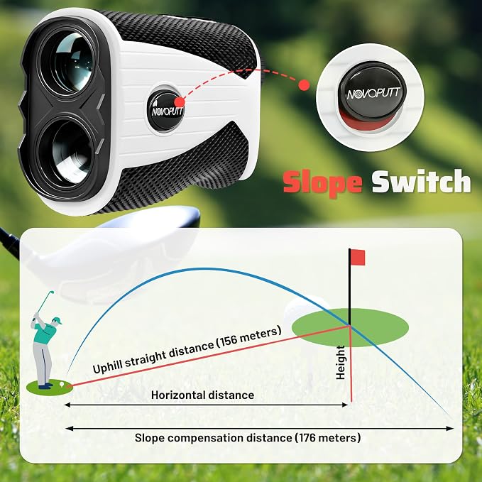 Golf Rangefinder with Slope - 1200 Yards Range Finder for Golfing/Hunting, 7X Magnification, Flag Pole Locking Vibration, Rechargeable Range Finders with Magnet Stripe, Best Golf Accessories Gift