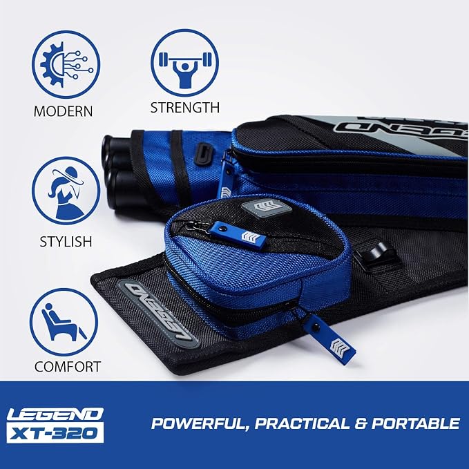 LEGEND XT320 Archery Quivers - Nylon Hip Quivers with 3 Arrow Tube Cases for Target Shooting - Adjustable Waist Belt, T-Slot, Storage Compartments for Accessories, Gear, Tools, Release Tab, Score Card
