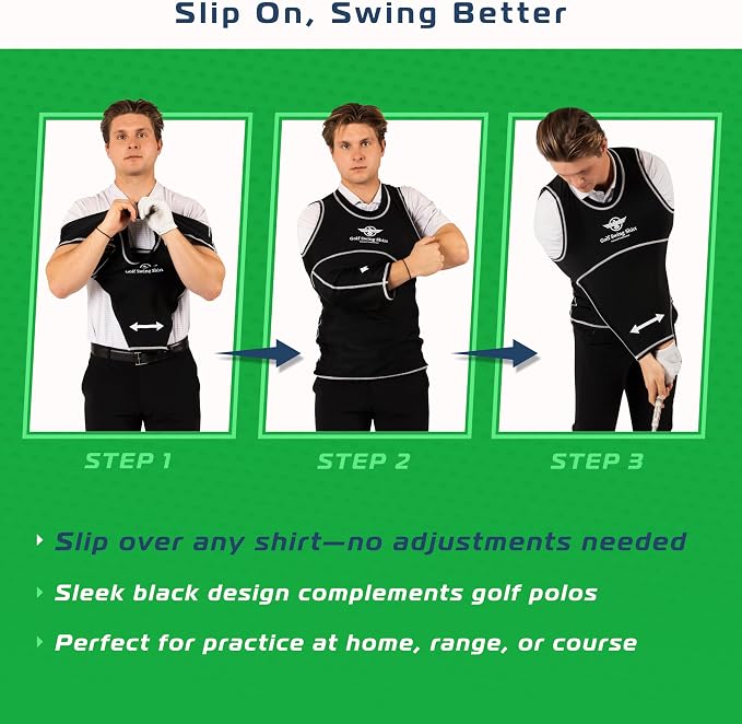 GOLF SWING SHIRT Trainer – Slip-On Training Aid for Swing Correction, Real-Time Feedback, Unisex, Black