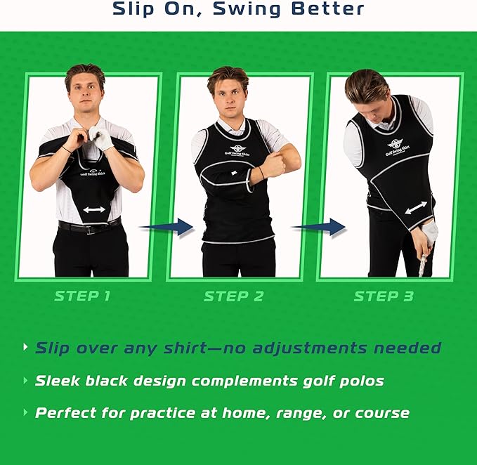 GOLF SWING SHIRT Trainer – Slip-On Training Aid for Swing Correction, Real-Time Feedback, Unisex, Black