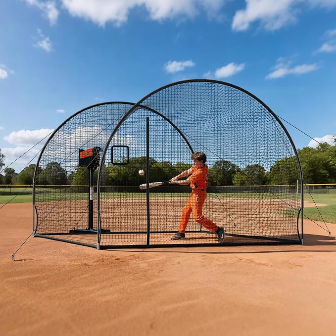 VEVOR Baseball Batting Cage,Professional Softball Baseball Batting Hitting Training Net,Heavy Duty Enclosed PE Practice Portable Pitching Cage Net&Carry Bag,for Backyard,Field,Indoor&Outdoor