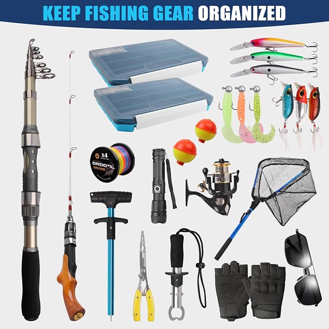 OROOTL Fishing Backpack Tackle Bag with Rod Holder Waterproof Fishing Sling Bag Storage Backpack Ideal Gifts for Men, Large