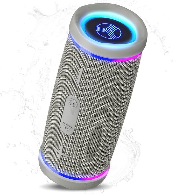 TREBLAB HD77 – Waterproof Bluetooth Speaker, 30W Loud 360° Sound, Deep Bass, IPX7, TWS Pairing, RGB Lights, 20H Battery, Portable Wireless Speaker for Outdoor, Beach, Camping, Party, Travel