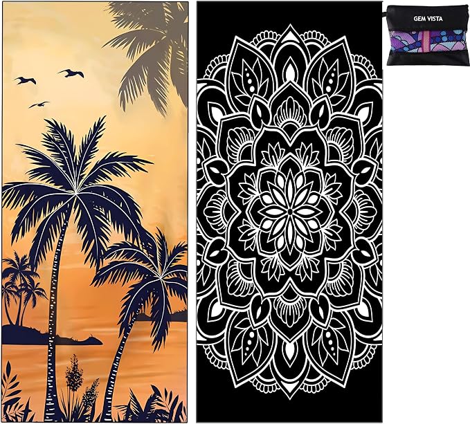 2 Pack Oversized Microfiber Beach Towel Set, 71”x32” Sand Free Towels for Beach Quick Dry Absorbent Swimming Pool Towel Perfect for Adult Yoga Gym Camping Essentials Accessories Travel Vacation Gift