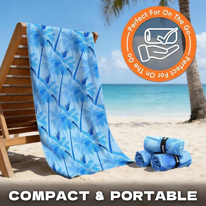 Microfiber Sweat Towel Quick Dry Lightweight Absorbent 2 Pack, Fast Drying 30‘’ X 60‘’ Negative Ions Odorless Gym Towels for Men & Women Yoga Travel Outdoor Camping Gym Beach (Navy Blue Tree)