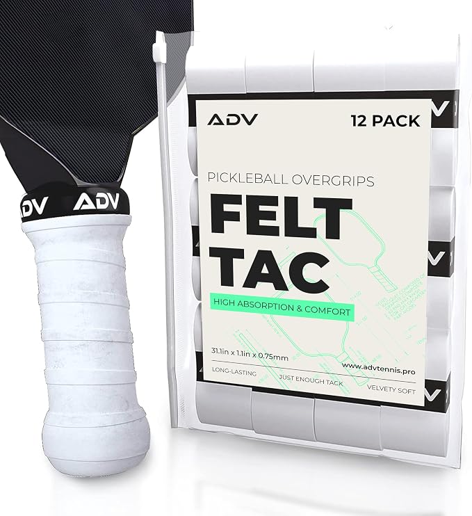 ADV Felttac Pickleball Grip Tape - 3, 6, 12, 30 Pack - Soft, Very Durable, Sweat Absorbing Pickleball Overgrip Tape - Dry & Comfortable Pickleball Paddle Grip Tape - Easy to Use & Easy to Install