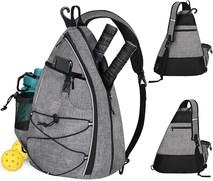 WOLT Pickleball Bag,Crossbody Sling Bags for Women Men,Pickleball Backpack with Fence Hook for Tennis, Racketball