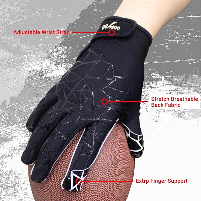 Football Gloves for Youth and Adult Men,Sticky Adhesive Palms Receiver Gloves,Grip Boost Flag Football Accessories Gifts for Family and Friends