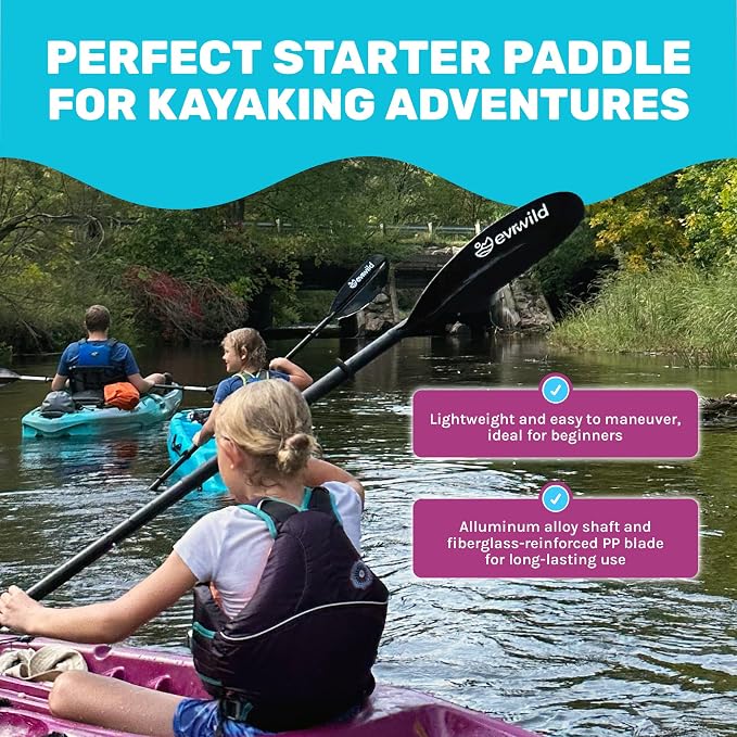Evrwild Kids 6.5ft Kayak with Paddle, Lightweight Premium & Stable, 3-Level Footrest, Sit On Top for Youth to Teen Up to 130lbs