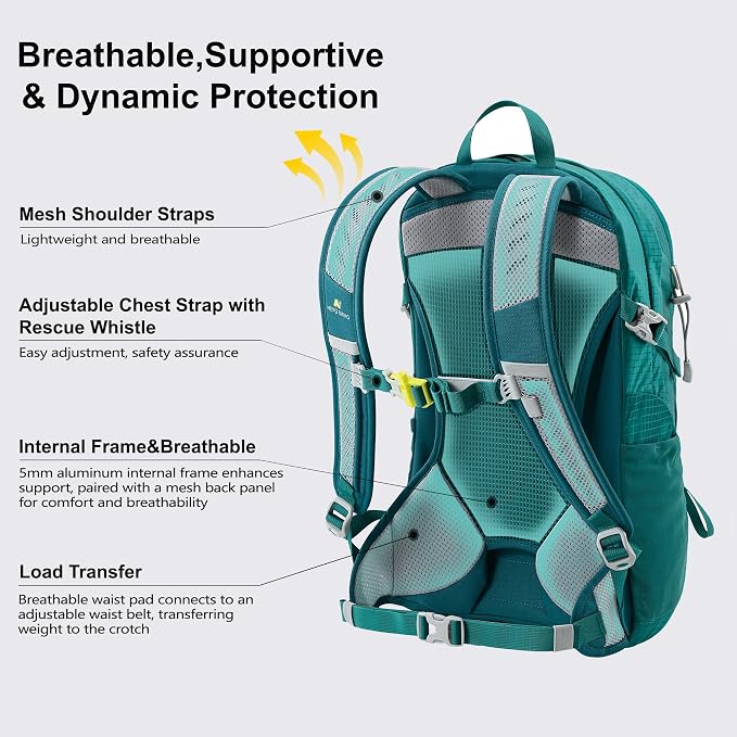 N NEVO RHINO 20L Hiking Internal Frame Backpack for Men Women, Small Travel Backpack Waterproof Backpack with Rain Cover