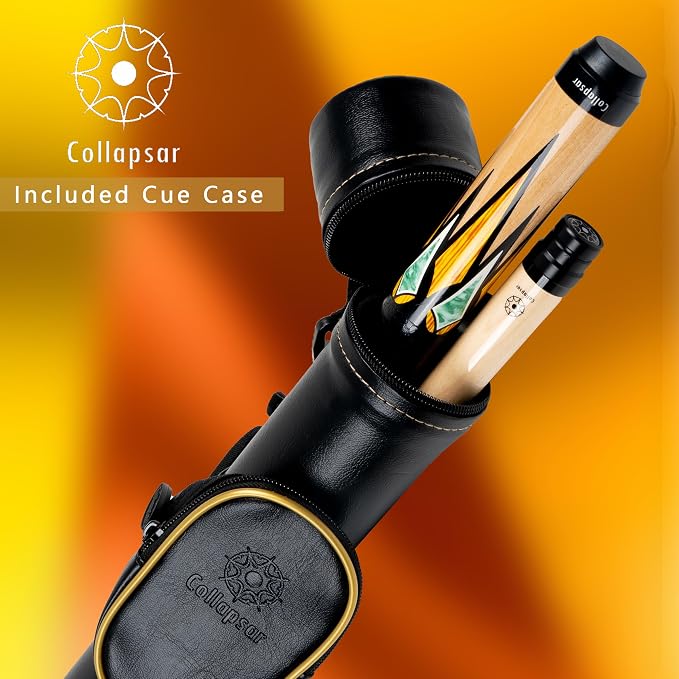 Collapsar CA Pool Stick with 1X1 Hard Case,58" Maple Professional Billiard Cue Stick,19-21 oz Pool Cue Set
