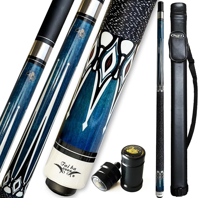 Tai ba cues Pool cue Stick, 13mm Multilayer Leather Tip, 58", Linen Wrap, Hardwood Canadian Maple Professional Billiard Pool Cue Stick 19-21 Oz (Selectable)