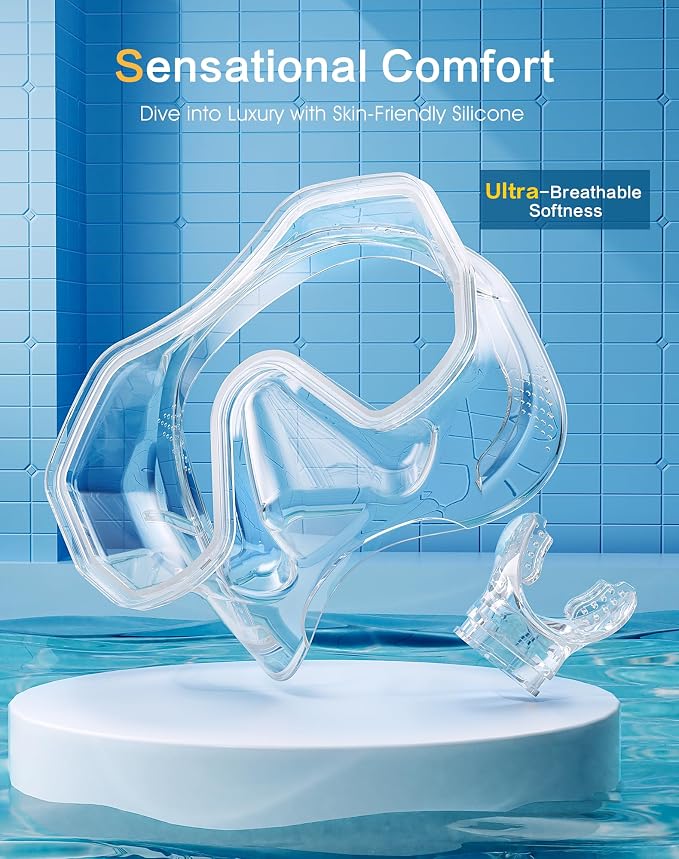Snorkeling Gear for Adults Kids, Dry-Top Snorkel Set, 180°Panoramic Wide View Diving Mask Breathing Freely Snorkel Mask for Snorkeling Scuba Diving Swimming Travel