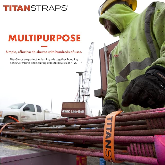 Titan Industrial Straps – Strong & Simple Tie-Downs for Construction (Welders, DIY Home) & 1st Responders – 3 Year Warranty, Batch Tested – 70 lb. Working Load, 25" Length, Lime Green, 4-Pack