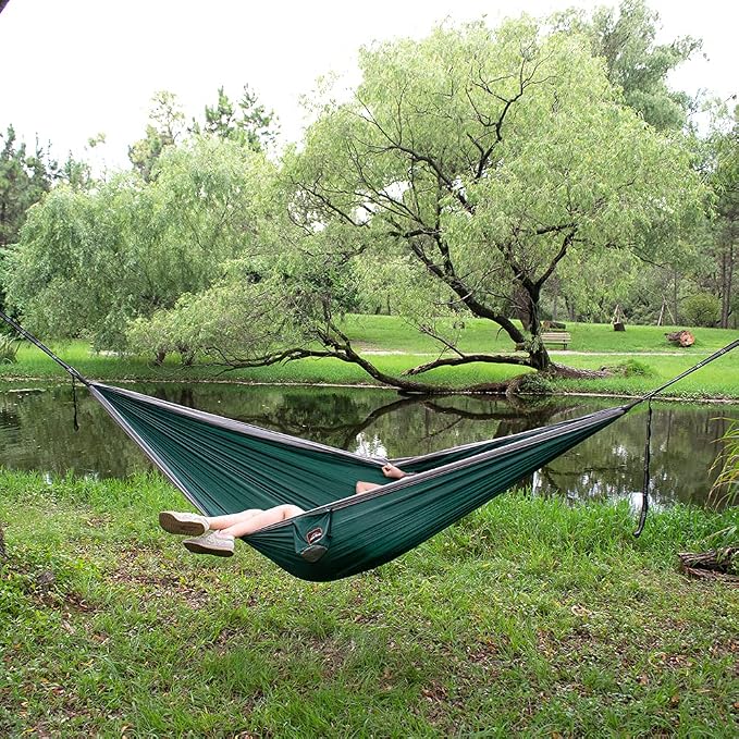 AnorTrek Camping Hammock, Super Lightweight Portable Parachute Hammock with Two Tree Straps Single or Double Nylon Travel Tree Hammocks for Camping Backpacking Hiking
