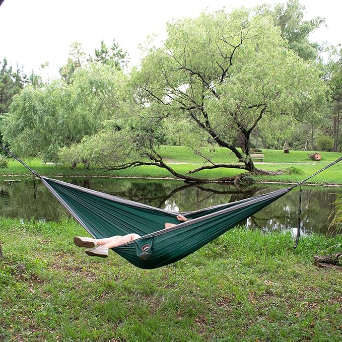 AnorTrek Camping Hammock, Super Lightweight Portable Parachute Hammock with Two Tree Straps Single or Double Nylon Travel Tree Hammocks for Camping Backpacking Hiking