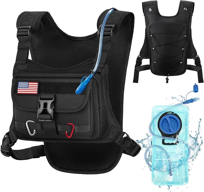 RAINSMORE Hydration Vest with Water Bladder Adjustable Strap Chest Pack