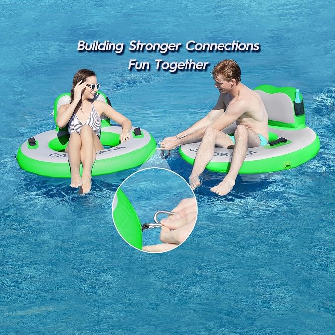 CALOBANA Round Floating Ring Inflatable Water Hammock Heavy Duty River Floats Lake Raft for Adults Tanning Pool Lounger Float Island Platform Pad Mat for Party