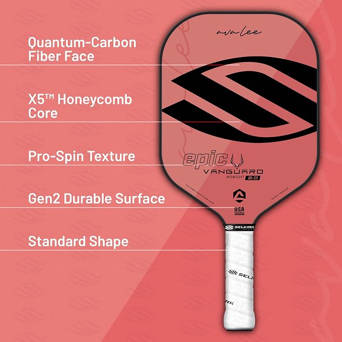 Selkirk Sport Vanguard Hybrid Pickleball Paddle | Carbon Fiber Pickleball Paddle with a Polypropylene X5 Core | Pickleball Rackets