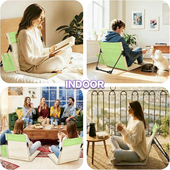 Extra Large Foldable Camping Chair with Cup Holder,Ultra-Light Portable Beach Chair with Carry Bag for Sunbathing Swimming Poolside Picnic Lawn Road Hiking Trips (Green)