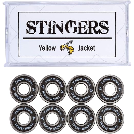 Yellow Jacket Premium Skateboard Bearings, Pro Longboard Bearings, 608, ABEC 11, Black Mamba (Pack of 8)