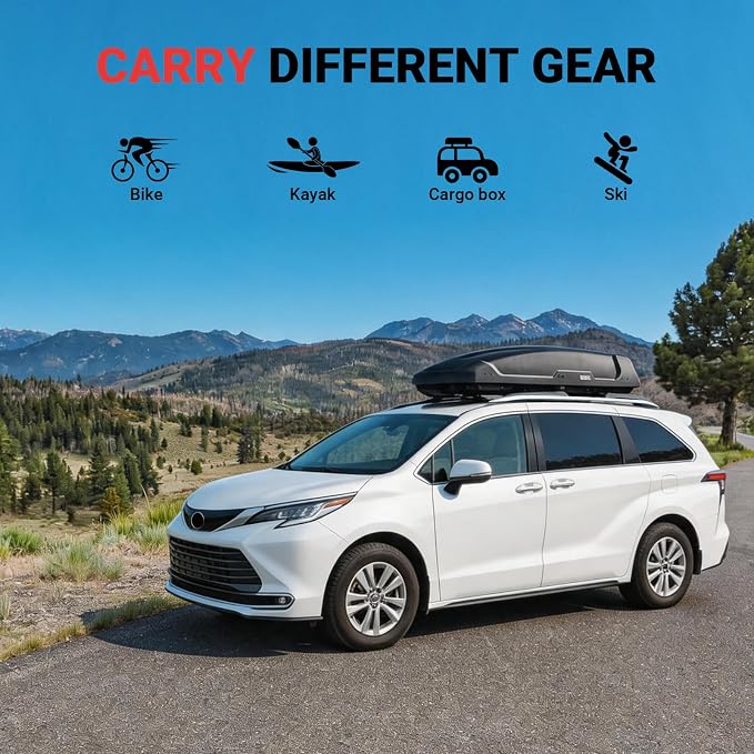 Roof Rack Cross Bars Fit for 2010-2020 Toyota Sienna, 260lbs Heavy Duty Lockable Aluminum Roof Rails, Wide-Grip Crossbars for Cargo, Kayak, Luggage - No Drilling