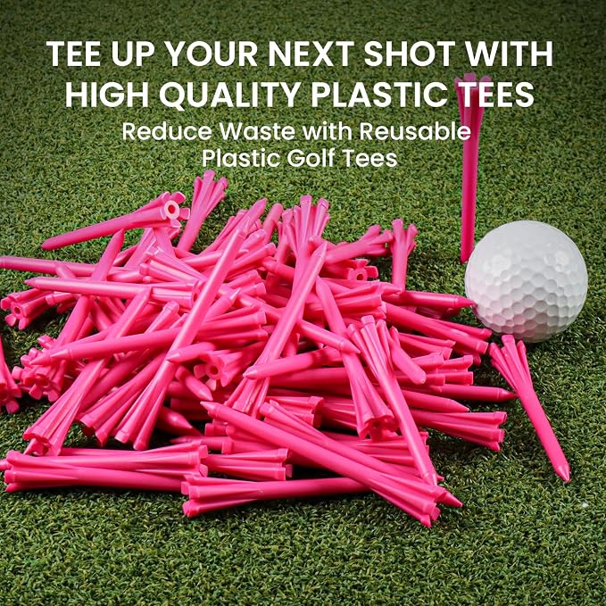 FINGER TEN Golf Tees Plastic Unbreakable Easy to Find Bulk Value 200/500/1000 Count, 2 3/4 3 1/4 Inch Tee Driving Range Reduce Friction, Green Red White USA Flag Practice