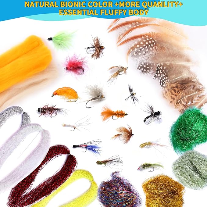 Edwoo Fly Tying Materials kit, 87pcs Starter kit, Fly Tying Tools Bobbin-Holder,Hooks,Crystal Flash,Thread,Chenille,Fishing Lure Accessories,Manual DIY Bait, Best Gifts for Men
