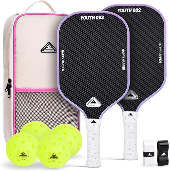 Carbon Fiber Pickleball Paddles Set of 2, with Balls, Bag & Grip Tape | Carbon Fiber Paddles with Honeycomb Core Deliver Spin, Control and Comfort for All Skill Levels