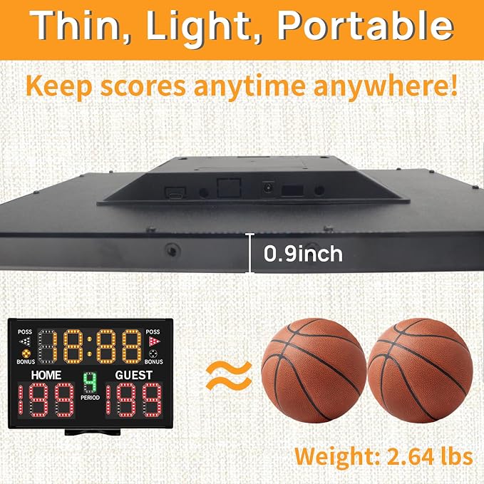 YZ Ultra-Bright LED Scoreboard, Digital Scoreboard with Remote, Portable Electronic Score Keeper, Basketball Score Board, Battery Powered Outdoor Scoreboard for Indoor Outdoor Sports