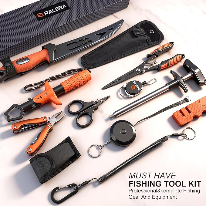 Fillet Knife Set for Beginner, Fishing Pliers Precisely, Fish Measuring Tape, Non Slip Grip Fishing Knife, Saltwater Fishing Accessories, Great Value Fishing Tackle