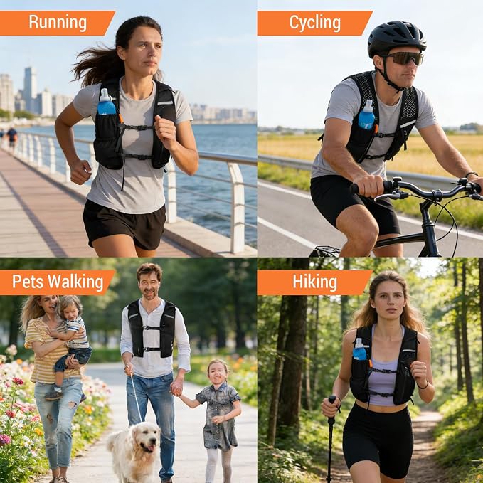 Running Vest for Women Men Running Phone Holder Vest with 500ml Water Bottle Adjustable Chest Straps Lightweight Reflective Running Hydration Vest for Marathon Jogging Hiking