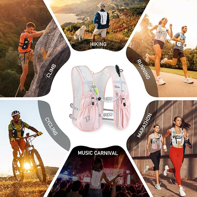 BECOJADDE Running Vest Hydration Backpack for Men Women, 5L Lightweight Running Backpack Hydration Pack for Marathon, Trail, Cycling, Hiking, Jogging