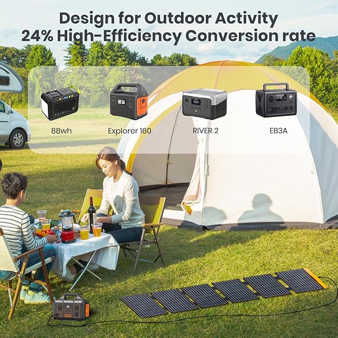 60W Foldable Solar Panel, Portable Solar Charger with USB-C PD3.0 / USB-A QC3.0 / DC 20-28V Port and 10W Portable Solar Panel ETFE Foldable Solar Panel Charger with USB-A Port