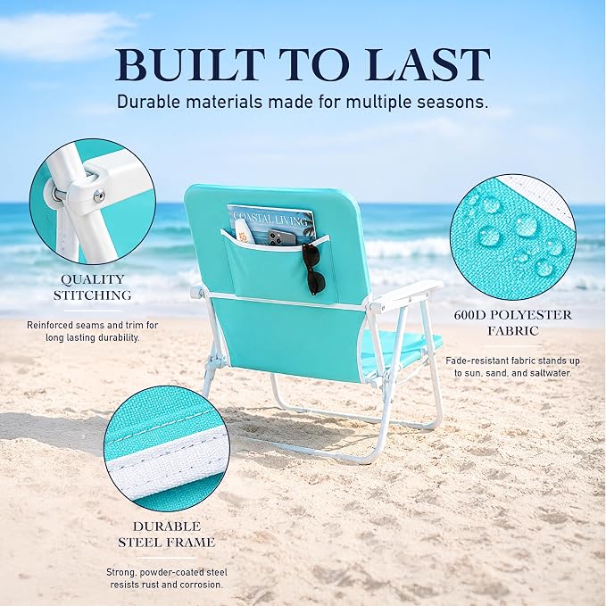 CARIBBEAN JOE Folding Beach Chair, 1 Position Lightweight and Portable Foldable Outdoor Camping Accessories with Carry Strap (Bold Stripe, 225lbs Capacity)