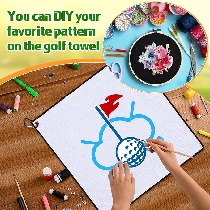 Batiyeer Golf Towels Bulk for Bags, 16"x16" Microfiber Waffle Pattern Golf Towel with Clip for Tournament, Club, Fitness