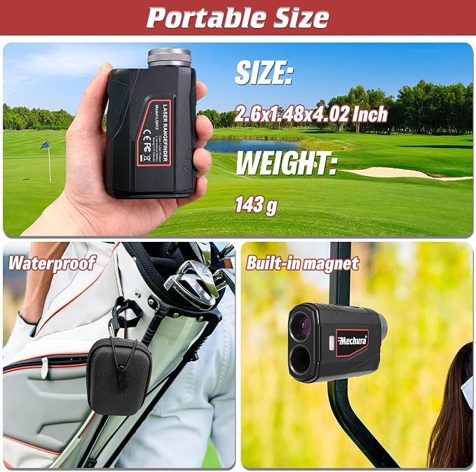Golf Rangefinder 1300 Yards with Slope, 6X Magnification Laser Range Finder for Hunter, Flag Lock Vibration & Magnetic, Rechargeable Golf Accessories for Men, Hunting Gifts for Men