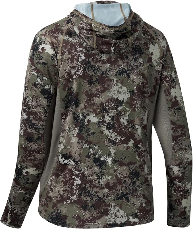 BASSDASH Men's UPF 50+ Camo Long Sleeve Hunting Fishing Hoodie Shirt