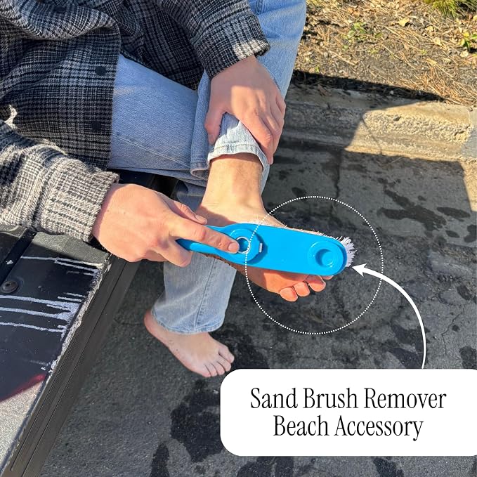 LISS The Clean Fin, Surfboard Fin Removal and Installation Tool, Sand Brush Remover for Beach, Bristle Brush with Leash String Included, Wax Remover & Scraper, Bottle Opener, Beach Accessorie (Blue)