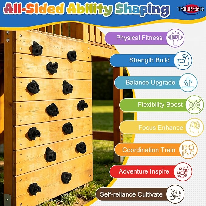 Rock Climbing Holds, 20 Pack Large Climbing Wall Grips, Indoor Outdoor Climbing Accessories with Hardware for Climbing Frames, Tree Houses, Playroom and Adult Obstacle Courses, Black 3-Shapes