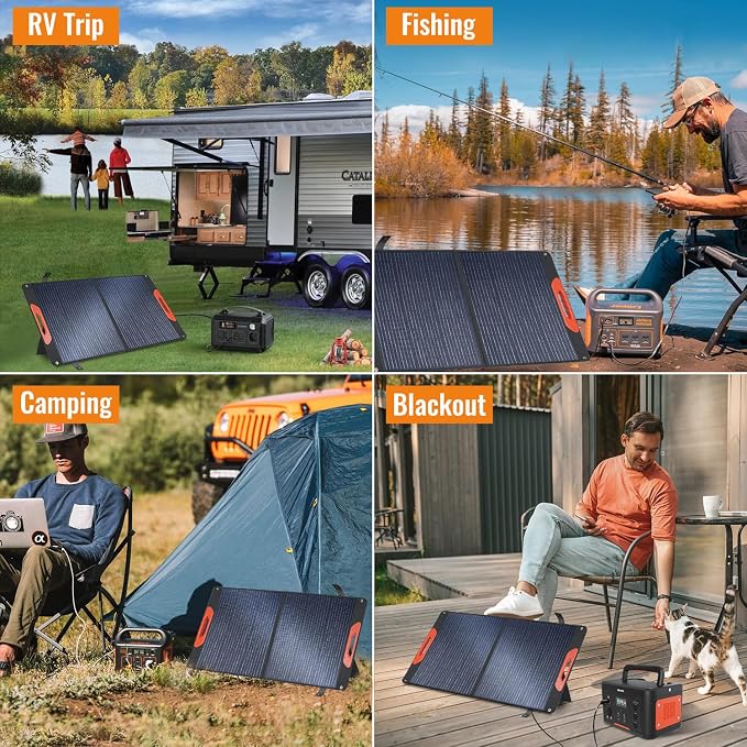 100W Foldable Solar Panel - Charger for Power Stations | Monocrystalline 23.5% High Efficiency QC3.0 USB-A/USB-C Output | IP65 Waterproof | Portable for Camping, RV, Emergency Blackout